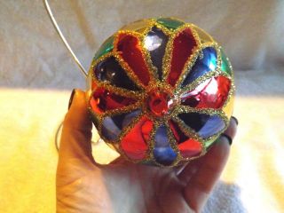 RARE Vintage Christopher Radko Harlequin Ball Glass Ornament Boxed 7