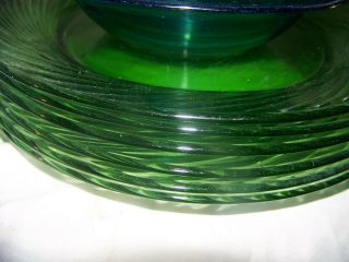 12 VINTAGE Pyrex Cobalt Blue - GREEN - - BOWLS & DINNER PLATES Glass Swirl Festiva 4