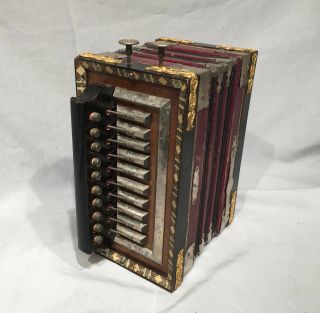 Small Vintage 10 Button Melodeon Accordion Made In Germany
