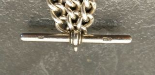 Antique Silver Curb Linked Double Albert Pocket Watch Chain & Fob.  H.  P,  1881 - 82. 3