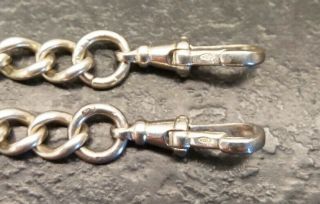 Antique Silver Curb Linked Double Albert Pocket Watch Chain & Fob.  H.  P,  1881 - 82. 4