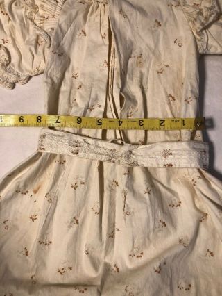 Wonderful Antique Large Cotton Factory Floral Print French Child Doll Dress 10