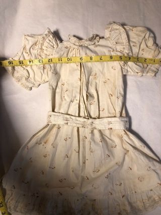 Wonderful Antique Large Cotton Factory Floral Print French Child Doll Dress 11