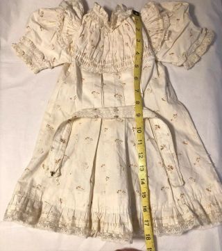 Wonderful Antique Large Cotton Factory Floral Print French Child Doll Dress 7