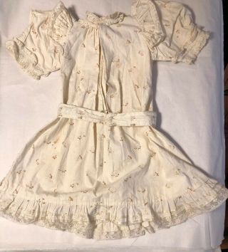 Wonderful Antique Large Cotton Factory Floral Print French Child Doll Dress 9