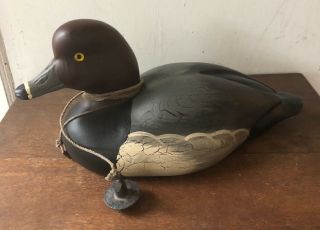 Vintage Big Sky Carvers Carved Wooden Redhead Duck Decoy W Weight - Wanda Smith