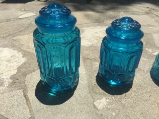 Vintage L.  E.  Smith Blue Moon and Stars Canister/Jar - Set of 4 2