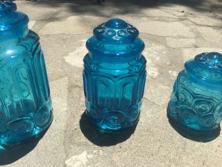 Vintage L.  E.  Smith Blue Moon and Stars Canister/Jar - Set of 4 3