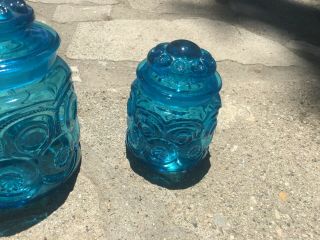 Vintage L.  E.  Smith Blue Moon and Stars Canister/Jar - Set of 4 5