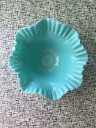 Vintage Fenton Turquoise Hobnail Console Bowl 10” Wide And 4.  5” Tall