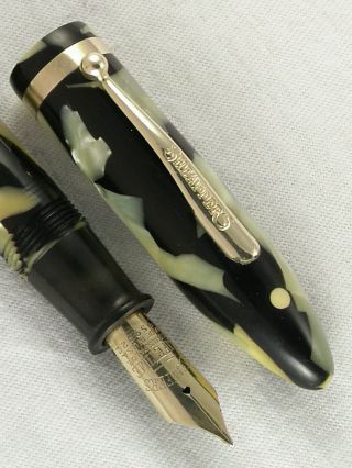 Vintage Huge 1930s Pearl & Black Sheaffer Lifetime Oversize Balance Fountain Pen
