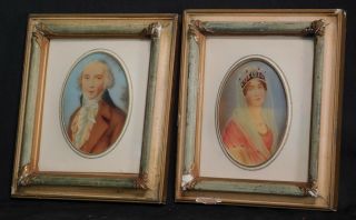 Vintage Antique Miniature Portrait Paintings French Picture Frames Royal Queen