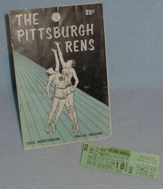 Vintage Pittsburgh Rens Professional Basketball Program & Ticket,  Hawkins,  Abl