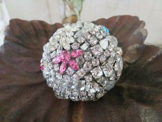 Exquisite Round Ornament Rhinestone Ball Made With Vintage Rhinestones Jewelry