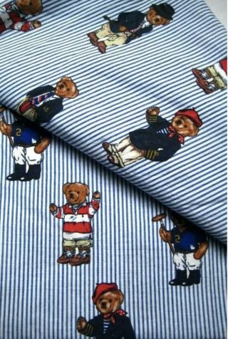 Ralph Lauren Polo Teddy Bear Full Sz Sheet Set Fitted Flat 2 Pillowcases EUC VTG 2