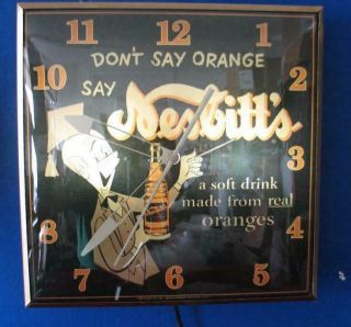 Vintage Pam Lighted Advertising Nesbitt " S Orange Drink Clock