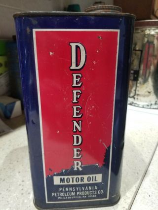 Vintage Two Gallon Defender Motor Oil Can 2