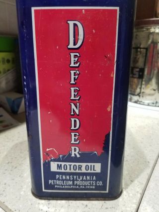 Vintage Two Gallon Defender Motor Oil Can 4