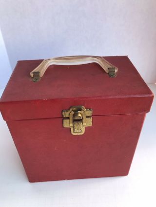 Vintage Amfile Platter - Pak Red Storage Case 1950s 45 rpm Records & Record Box 2