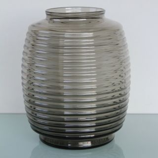 Vintage Leerdam Smoked Glass Ribbel Vase By Andries Copier