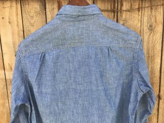 Vintage 1960’s Lee 100 Cotton Sanforized Chambray Work Shirt SELVEDGE USA Union 8