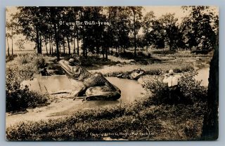 Exaggerated Bull Frog Hunting Antique Real Photo Postcard Rppc Collage Montage