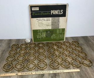 Beco Tension Pole 24 " Room Divider Panels Gold Nos Vintage Mid Century Mcm Danish