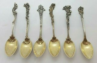 Vintage Sterling Silver Spoon Antique Set Of 6