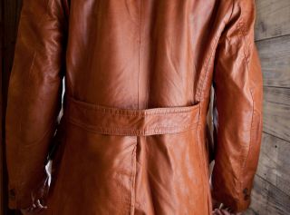 Vintage Leather Coat Jacket CORTEFIEL Made in SPAIN Shearling Collar brown Long 3
