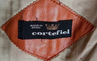 Vintage Leather Coat Jacket CORTEFIEL Made in SPAIN Shearling Collar brown Long 9