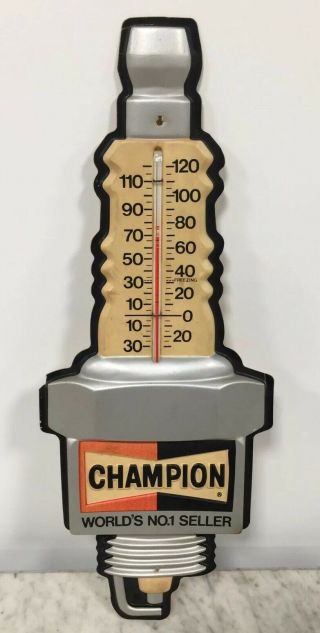 Vintage Champion Spark Plug Thermometer Americana Auto Advertising Sign Gas Oil