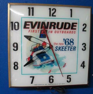 Vintage Pam Lighted Advertising Evinrude 68 Skeeter Clock