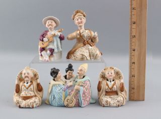 5 Antique Rare Miniature Bisque Procelain Japanese Nodder Figurines,  Nr