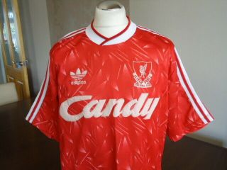 LIVERPOOL 1989 adidas Home Shirt LARGE ADULTS Rare Old Vintage Trefoil 3