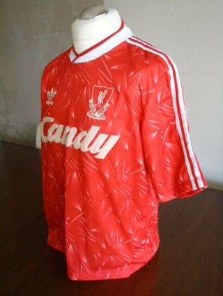 LIVERPOOL 1989 adidas Home Shirt LARGE ADULTS Rare Old Vintage Trefoil 4