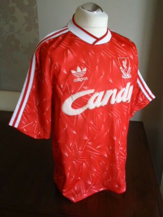LIVERPOOL 1989 adidas Home Shirt LARGE ADULTS Rare Old Vintage Trefoil 5
