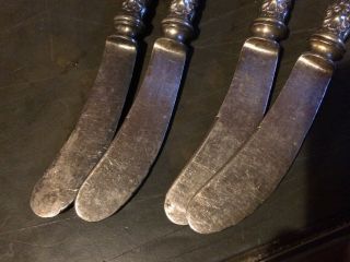 Whiting 1901 King Edward Sterling Silver Set of 4 Pate Knives Butter Spreaders 3