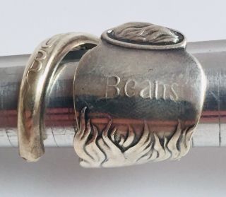 Vintage Handmade Sterling Silver Boston Baked Beans Spoon Ring Size: 6 - 9