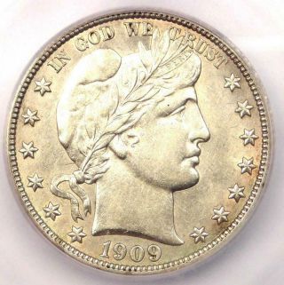 1909 Barber Half Dollar 50c - Icg Ms60 Unc - Rare Certified Coin - $630 Value