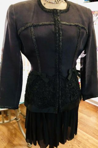 RARE Gemma Kahng 2 Piece Black Skirt Set Size 10 4