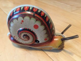 Antique Toy 1960’s Woniu Tin Metal Litho Windup Snail