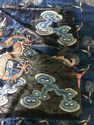 19 Th Century Chinese Silk Embroidered Dragon. 2