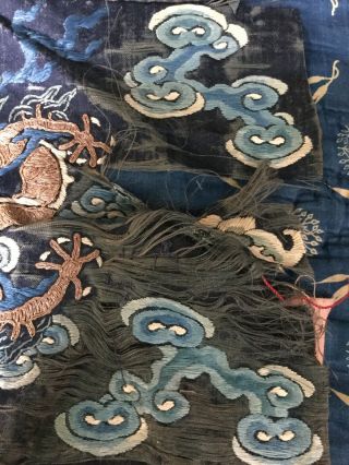 19 Th Century Chinese Silk Embroidered Dragon. 3