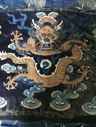 19 Th Century Chinese Silk Embroidered Dragon. 4