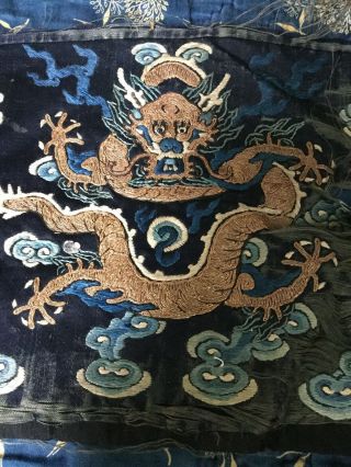 19 Th Century Chinese Silk Embroidered Dragon. 5