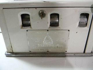 Vintage Dillon American Postmaster Three window Stamp Vending Machine With Key 2