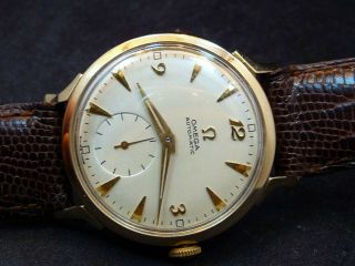Rare Vintage Men 1947 Omega Bumper Automatic Gold Watch Service 344 F - 6238