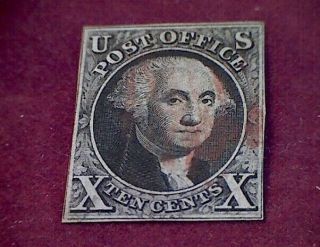 U.  S.  Stamp Scott 2 (verified) Red Cancel 1847 Rare