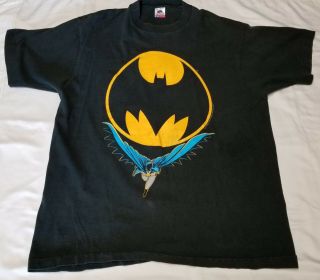 1988 Vintage 80s Batman T - Shirt Black Tee Men Xl Dc Comics Signal Call Light