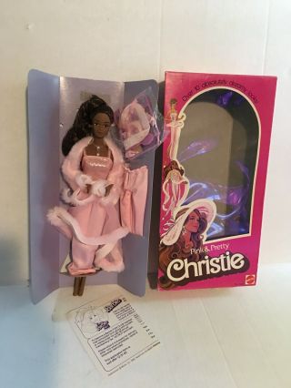 Rare 1981 Vintage Pink & Pretty Christie Barbie Aa Barbie W Box